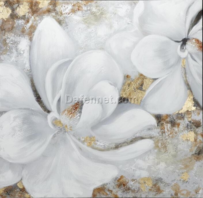 Luxury Gold Leaf Floral Abstract Oil Painting on Canvas – Inspired by Modern Elegance | Handcrafted by Dafen Village Artists