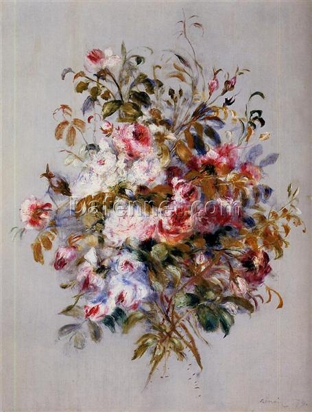 Hand-Painted Reproduction of Pierre-Auguste Renoir’s “A Bouquet of Roses” 1879 | Custom Canvas Art from Dafen Village