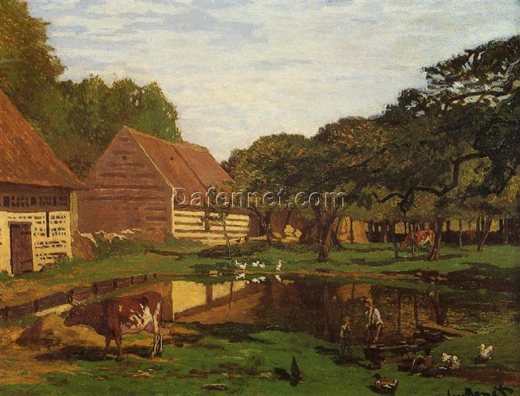 Claude Monet’s A Farmyard in Normandy – High-Quality Reproduction of Impressionist Landscape Painting