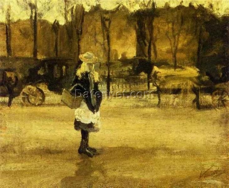 Hand-painted Replica of Vincent van Gogh’s ‘A Girl in the Street, Two Coaches in the Background’ 1882 – Dafen Village Oil Painting Studio