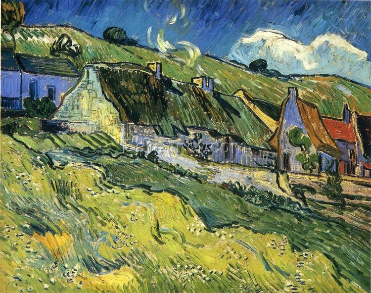 Hand-painted Replica of Vincent van Gogh’s ‘A Group of Cottages’ 1890 – Dafen Village Oil Painting Studio