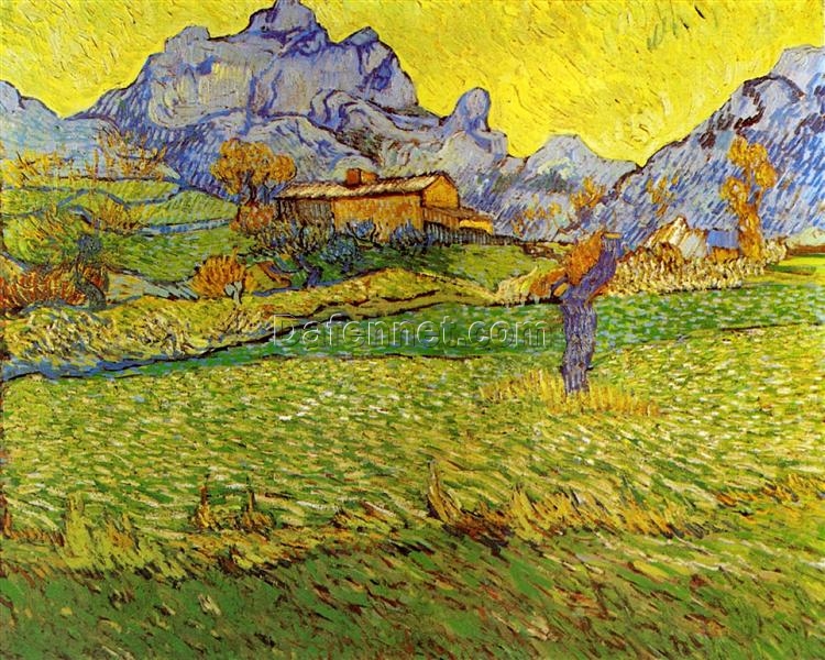 Hand-Painted Van Gogh A Meadow in the Mountains 1889 Landscape Oil Painting – Custom Wall Art from Dafen Village Studio