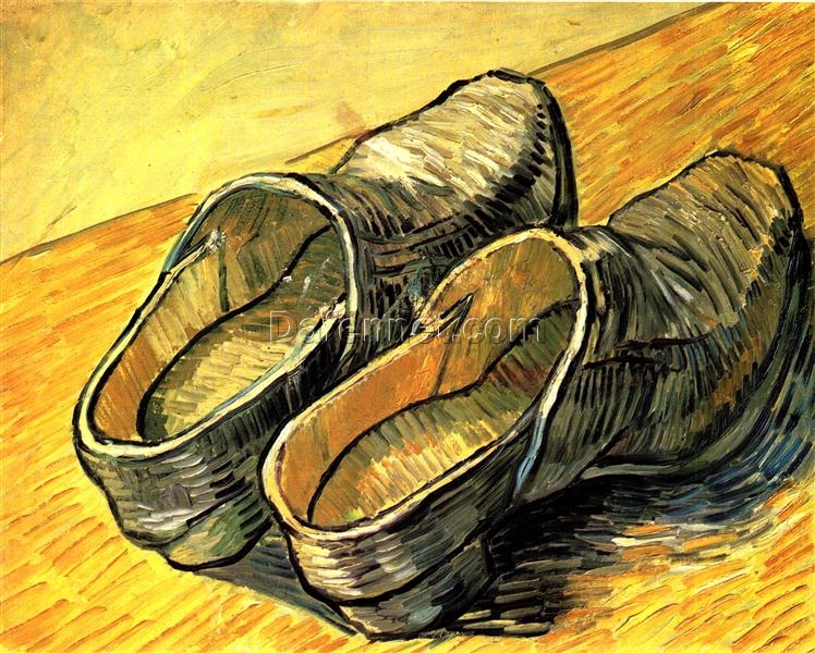 Handcrafted Van Gogh Leather Clogs Reproduction Painting – Classic 1888 Still Life from Dafen Village Artists