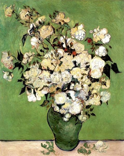 Van Gogh’s A Vase of Roses Reproduction – 1890 Flower Still Life for Elegant Home Decor from Dafen Village