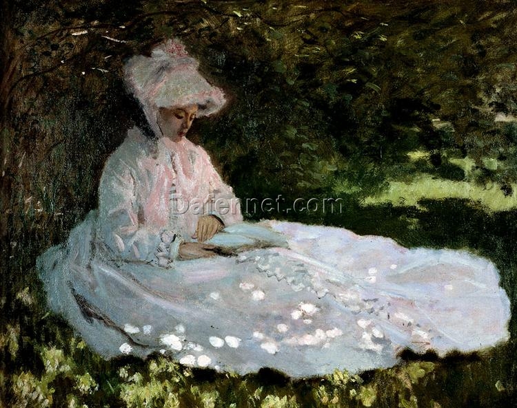 Impressionist Masterpiece: A Woman Reading by Claude Monet (1872) | Custom Oil Painting, Made to Order, Dafen Village Studio