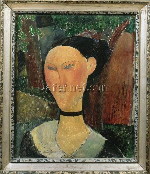 Buy Amedeo Modigliani’s “A Woman with Velvet Ribbon” 1915 – Premium Oil Painting Reproduction | Custom Handcrafted Canvas Art