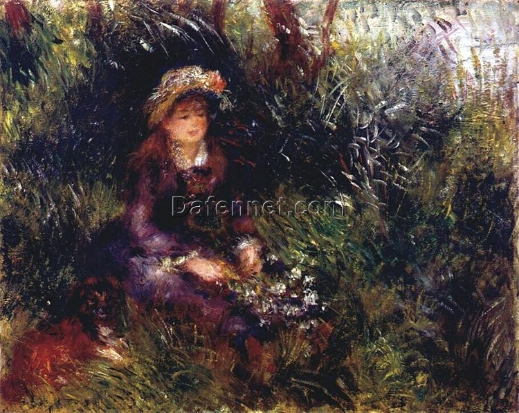 Custom Oil Painting Reproduction of Pierre-Auguste Renoir’s “Aline Charigot with a Dog” 1880 – High-Quality Canvas Art | Dafen Village