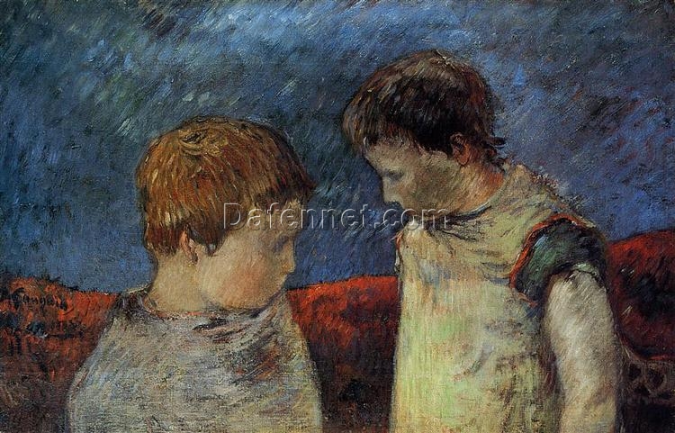 Paul Gauguin “Aline Gauguin and One of Her Brothers” c.1883 – Oil Painting Reproduction | Intimate Family Scene in 19th Century France