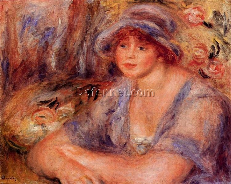 Hand-Painted Reproduction of Pierre-Auguste Renoir’s “Andree in Blue (Andree Heurschling)” c.1917 | Custom Canvas Art from Dafen Village