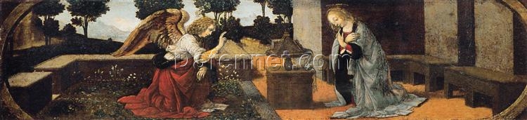 Authentic Leonardo da Vinci “Annunciation” c.1480 Reproduction – Hand-Painted Oil Painting on Canvas from Dafen Village