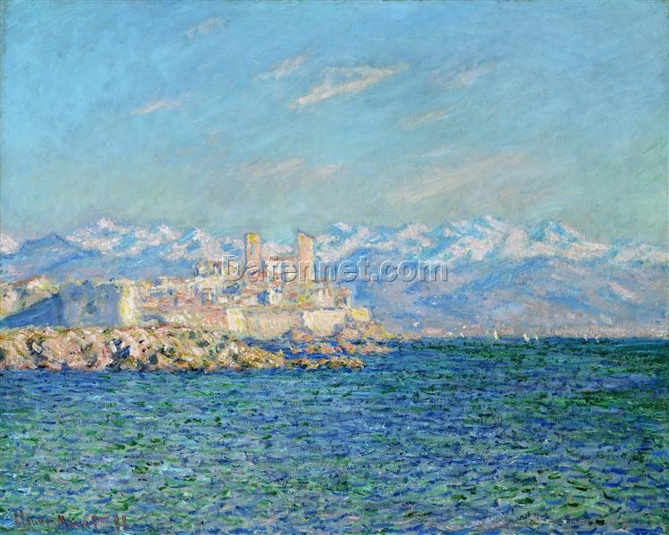 Impressionist Oil Painting of Antibes Afternoon Effect by Claude Monet – Beautiful Coastal Scene for Living Room