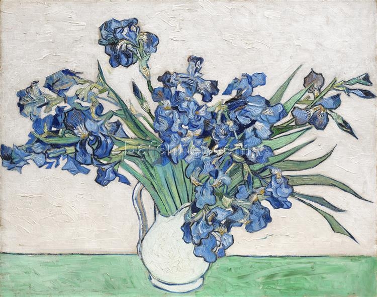 Vase with Irises (1890) by Van Gogh – Handcrafted Oil Painting Reproduction from Dafen Village