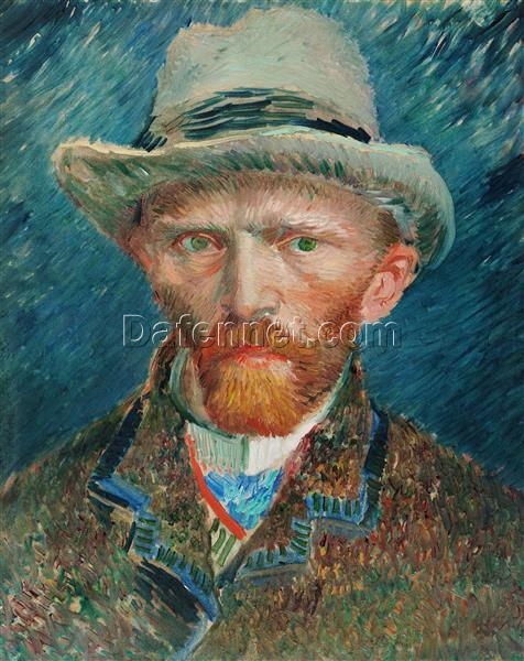 Impressionist Self Portrait with a Grey Felt Hat by Van Gogh, 1887 – Fine Art Oil Painting for Home Decor