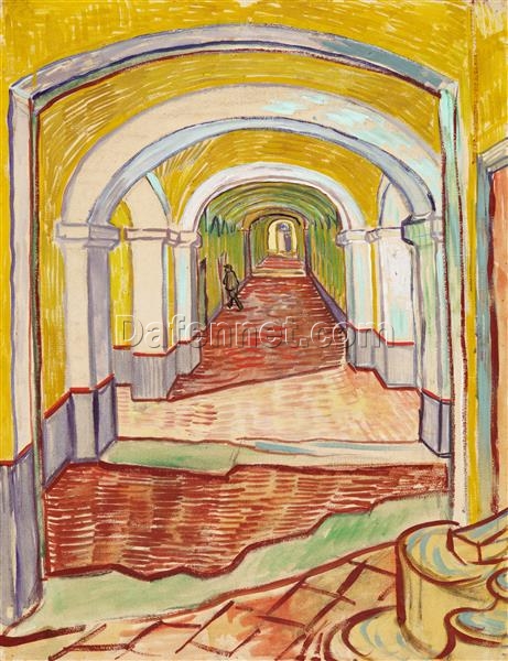 Authentic Van Gogh Corridor in the Asylum Replica – Classic 1889 Artwork by Dafen Village Artists