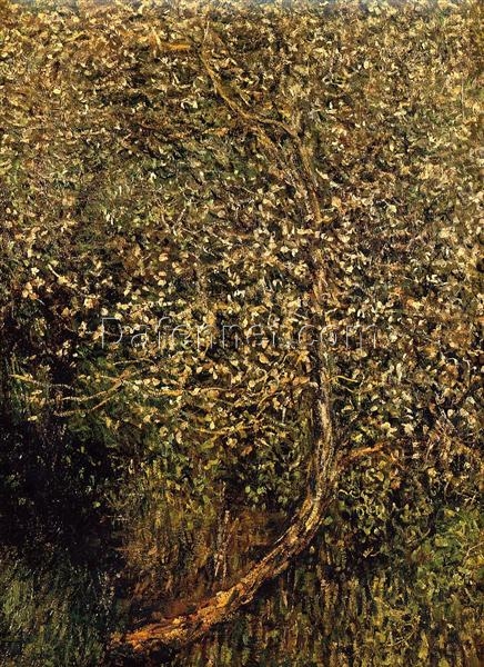 Dafen Village Oil Painting Studio: Impressionist Apple Trees in Blossom by the Water by Claude Monet