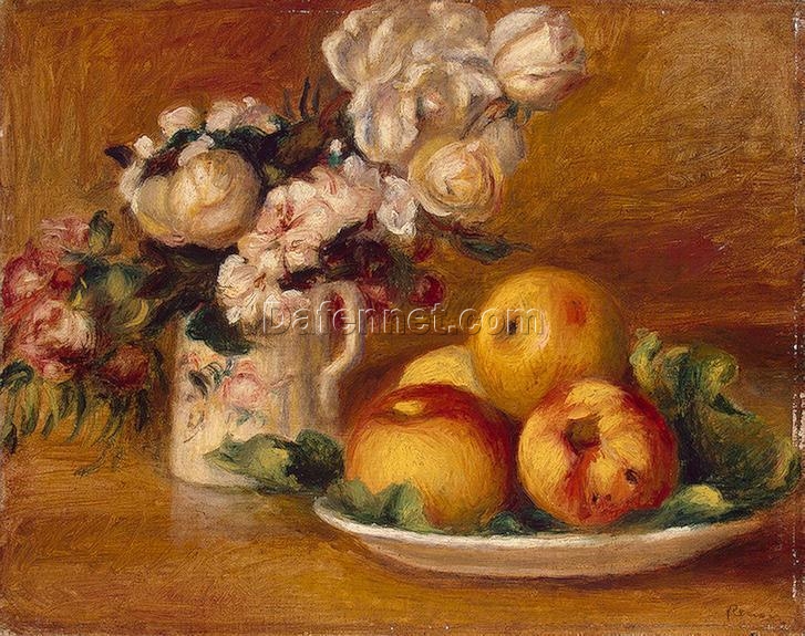 Buy “Apples and Flowers” by Pierre-Auguste Renoir – Elegant Still Life Painting Reproduction on Canvas | Dafen Village