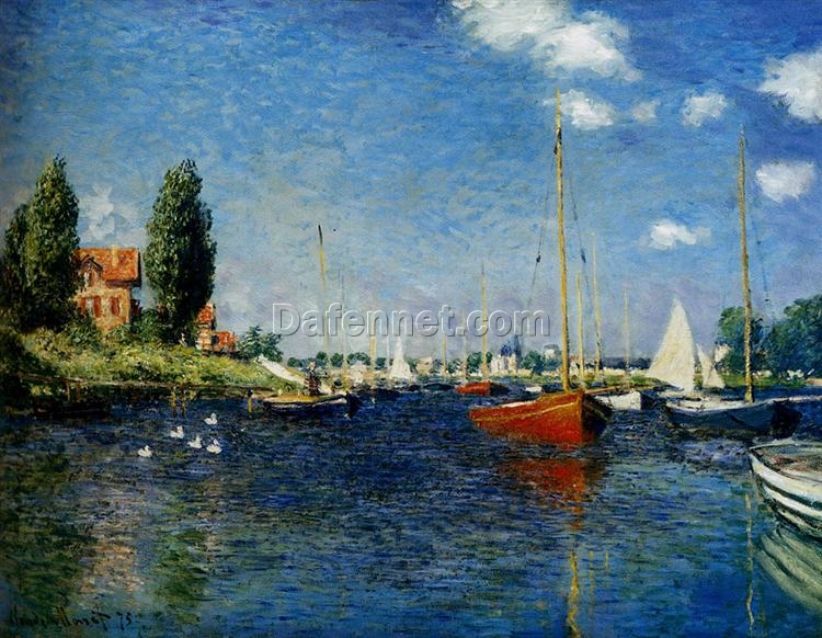 Vintage Argenteuil Oil Painting Reproduction – Claude Monet’s 1875 Scenic Landscape on Canvas – Dafen Village Custom Artwork