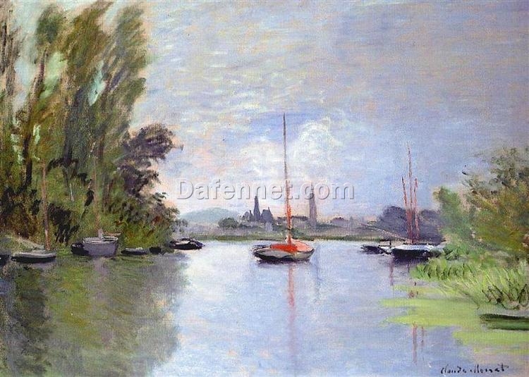 Custom Oil Painting of Argenteuil Seen from the Small Arm of the Seine (1872) by Claude Monet – Original Art Reproduction from Dafen Village Studio