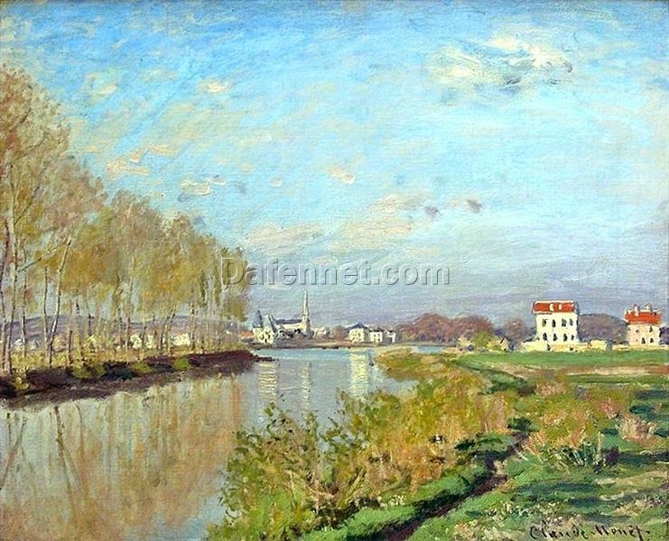 Impressionist Oil Painting of Argenteuil, The Seine by Claude Monet – 1872, Hand-Painted Artwork for Home Decor