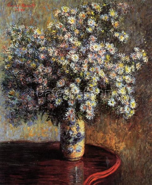 Impressionist Floral Oil Painting of Asters by Claude Monet – 1880 Artwork Reproduction from Dafen Village