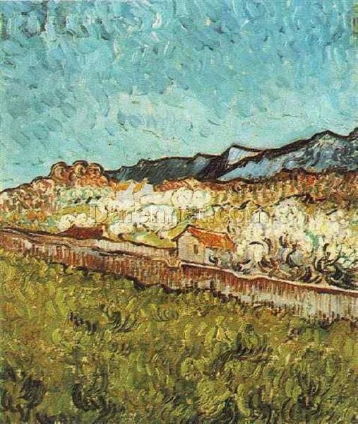 Classic Van Gogh At the Foot of the Mountains Replica – Authentic 1889 Mountain Landscape by Dafen Village Studio