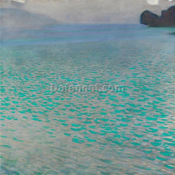 Gustav Klimt “Attersee” (1900) – Hand-Painted Oil Painting Reproduction of Idyllic Lake Landscape