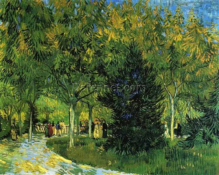 Hand-Painted Van Gogh Avenue in the Park 1888 Oil Painting – Scenic Park Landscape by Dafen Village Studio