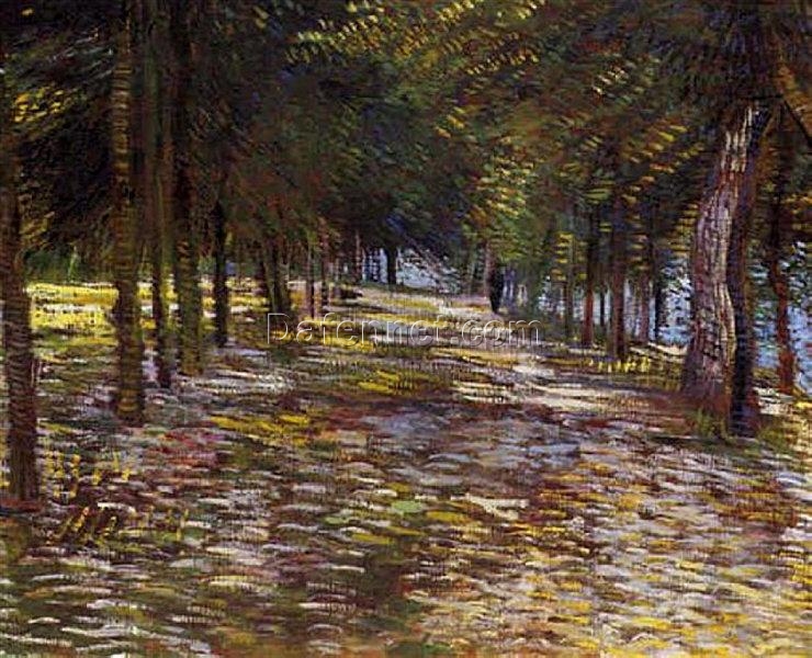 Authentic Van Gogh Avenue in Voyer d’Argenson Park Replica – Beautiful 1887 Park Scene from Dafen Village Artists