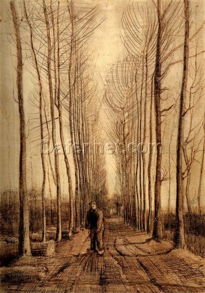 High-Quality Reproduction of Van Gogh’s Avenue of Poplars – Beautiful 1884 Oil Landscape from Dafen Village Studio