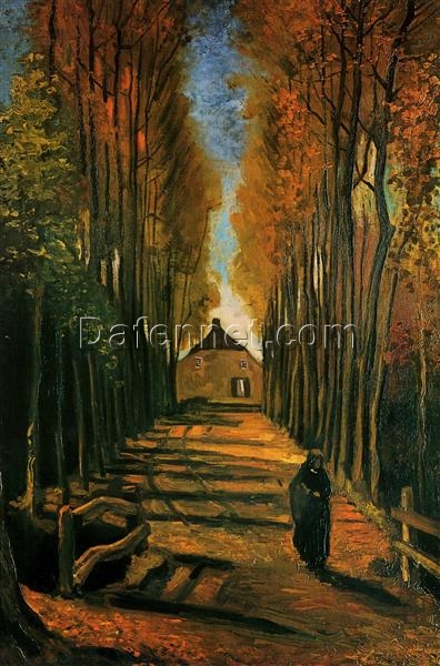 Authentic Van Gogh Avenue of Poplars at Sunset Replica – 1884 Evening Landscape by Dafen Village Artists