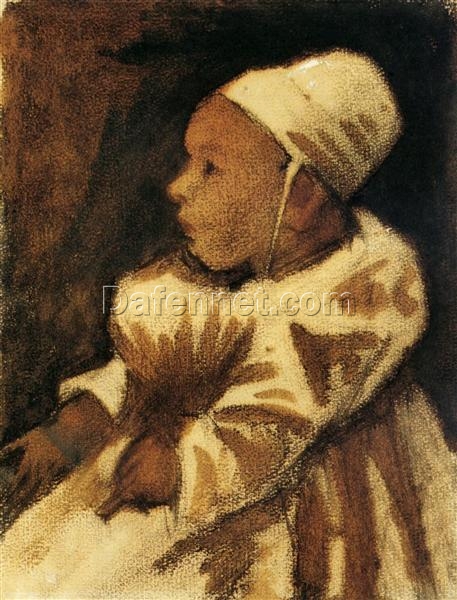 Hand-Painted Van Gogh Baby c.1882 Portrait – Charming Oil Reproduction by Dafen Village Studio