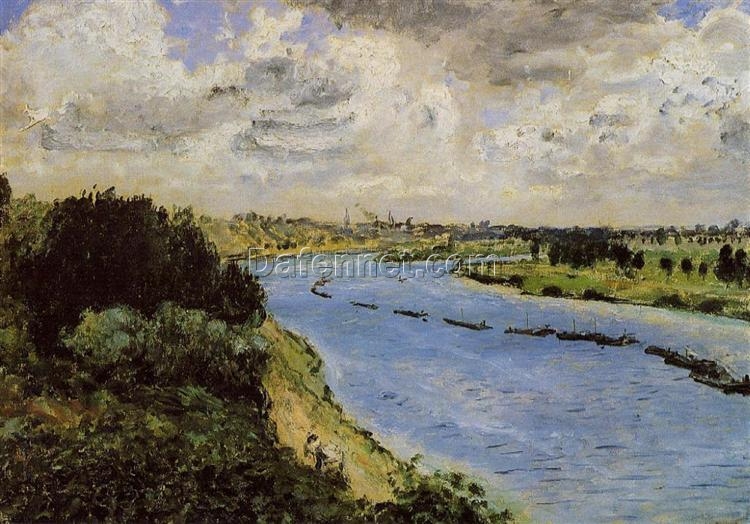 Reproduction of Pierre-Auguste Renoir’s “Barges on the Seine” 1870 – Hand-Painted French River Landscape Art on Canvas | Dafen Village