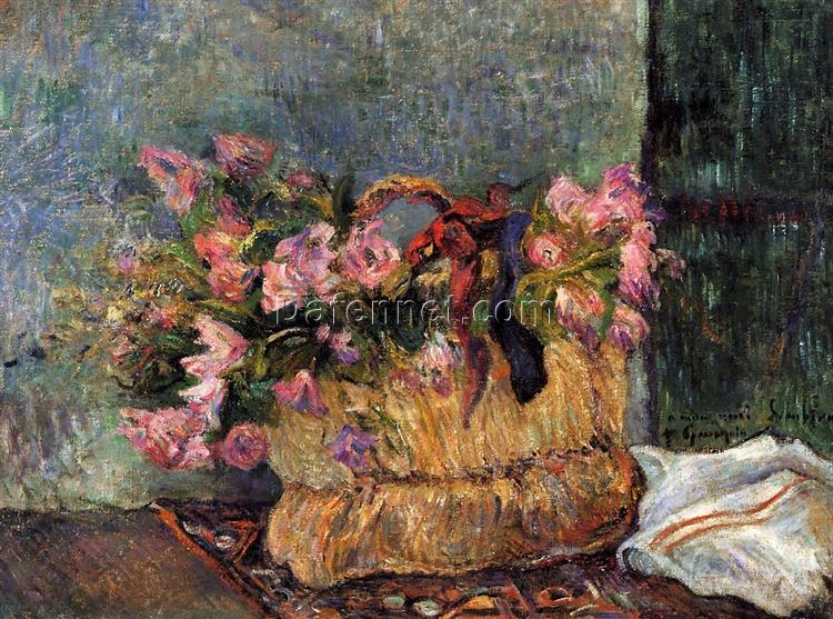 Buy Paul Gauguin’s “Basket of Flowers” 1884 – Premium Oil Painting Reproduction | Custom Handcrafted Canvas Art