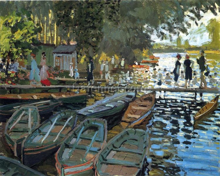 Impressionist Bathers at La Grenouillere by Claude Monet, 1869 – Handcrafted Oil Painting from Dafen Village