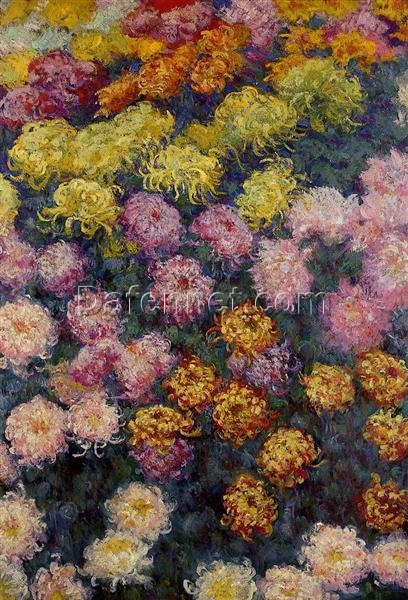 Authentic Oil Painting of Monet’s Bed of Chrysanthemums – 1897 Reproduction by Dafen Village Artists