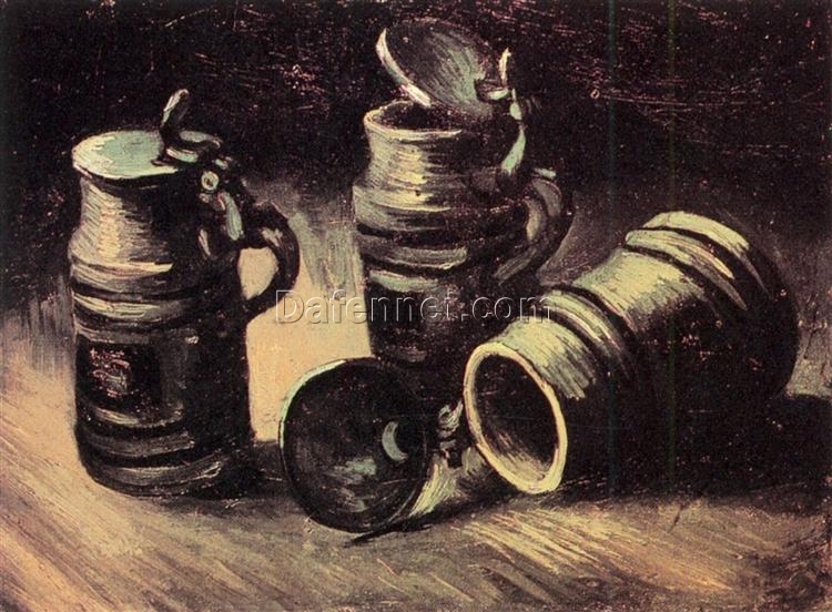 High-Quality Reproduction of Van Gogh’s Beer Tankards – 1885 Still Life Artwork for Rustic Decor from Dafen Village Studio