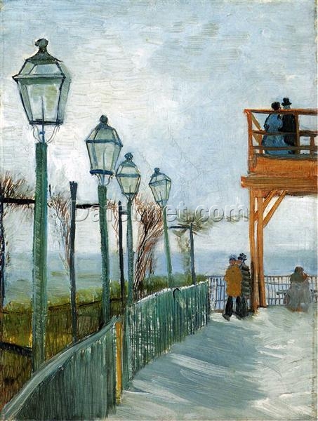 Authentic Van Gogh Belvedere Overlooking Montmartre Replica – Classic 1886 Paris View by Dafen Village Artists