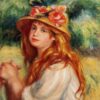 blond in a straw hat seated girl.jpgLarge