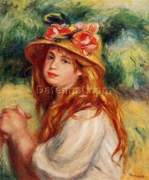 Renoir’s “Blond in a Straw Hat (Seated Girl)” – Custom Oil Painting Reproduction for Art Lovers and Collectors | Dafen Village