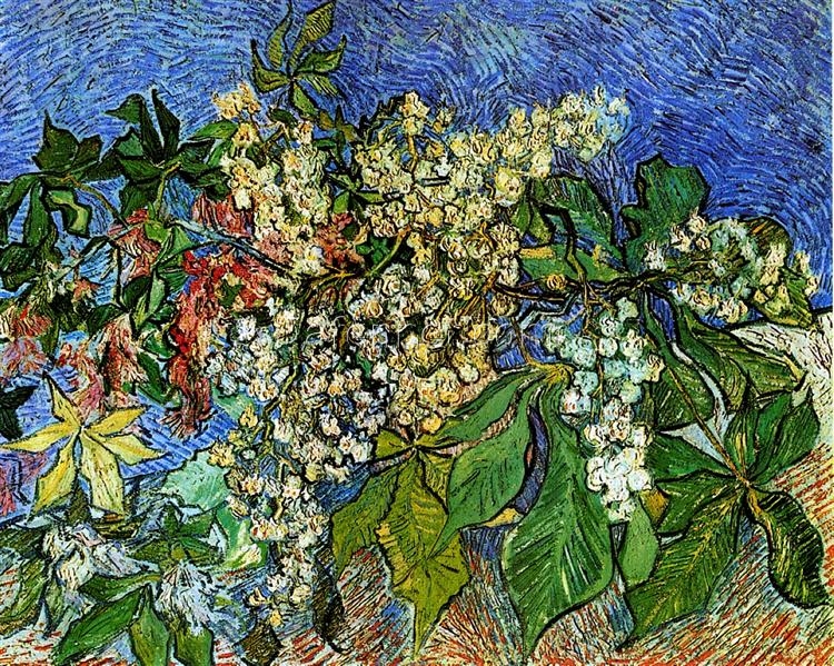 High-Quality Reproduction of Van Gogh’s Blossoming Chestnut Branches – Elegant 1890 Floral Oil Painting from Dafen Village Studio