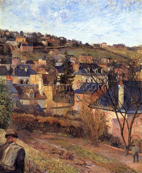 Blue Roofs of Rouen” by Paul Gauguin 1884 – Hand-Painted Oil Painting Reproduction | Captivating Urban Landscape in Rich Blues