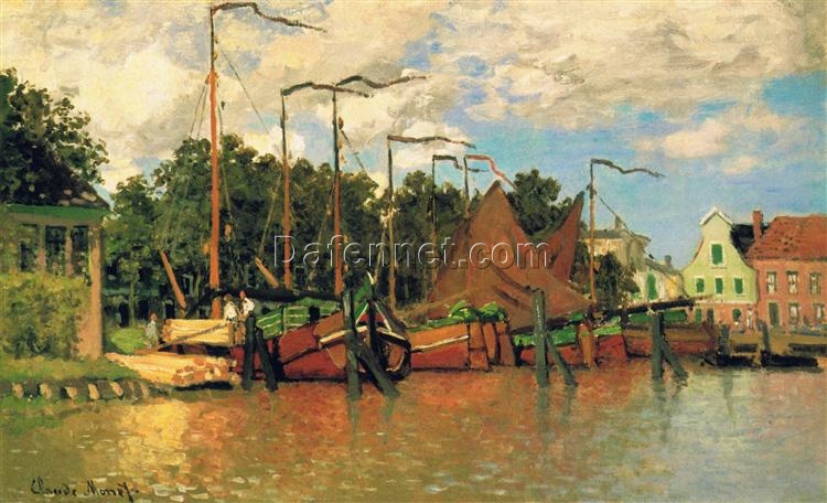 Hand-Painted Boats at Zaandam by Claude Monet – 1871 Oil Painting Reproduction from Dafen Village Studio