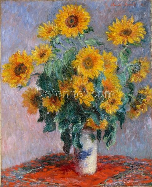 Impressionist Sunflower Bouquet by Claude Monet (1880) – Dafen Village Custom Oil Painting – Floral Artwork