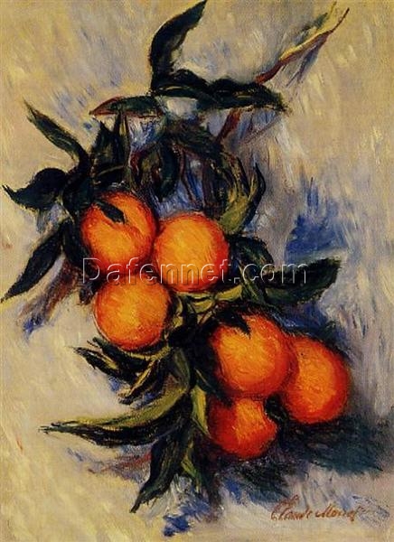 Hand-Painted Claude Monet Branch of Orange Bearing Fruit (1884) – Impressionist Artwork | Dafen Village Studio