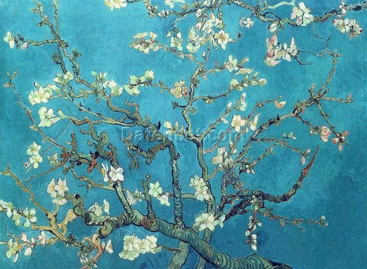 Authentic Reproduction of Van Gogh’s Branches with Almond Blossom – Elegant 1890 Flower Art by Dafen Village Artists