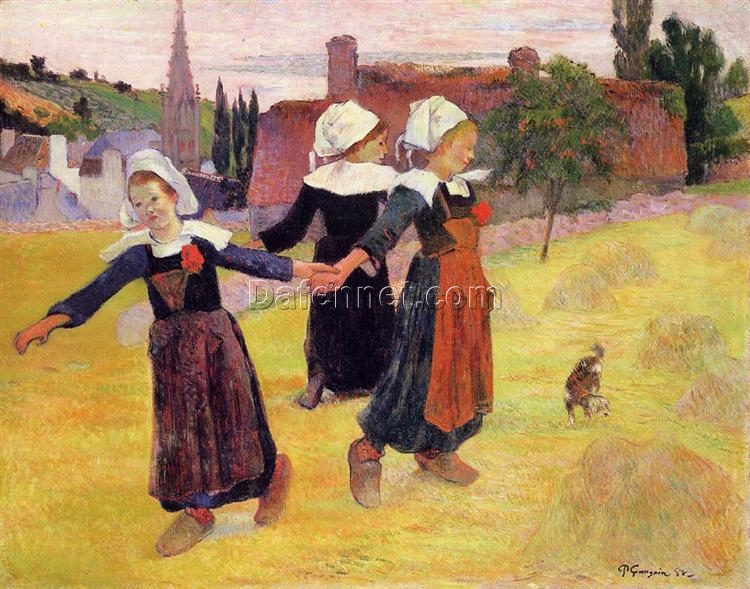 Paul Gauguin “Breton Girls Dancing” 1888 – Authentic Oil Painting Reproduction | Elegant Canvas Art from Dafen Village