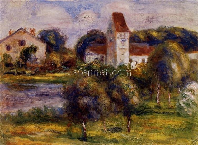 Custom Oil Painting Reproduction of Pierre-Auguste Renoir’s “Breton Landscape: Church and Orchard” – Tranquil French Landscape Art from Dafen Village