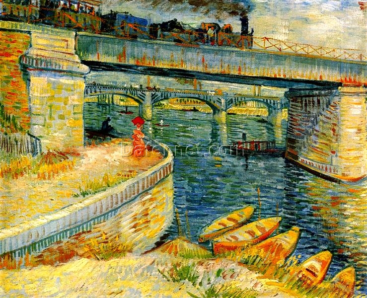 Authentic Van Gogh Bridges across the Seine at Asnieres Replica – Classic 1887 Riverside Artwork by Dafen Village Artists