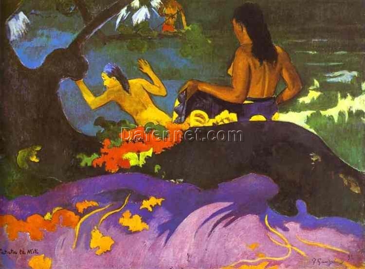 By the Sea” (Fātata te Miti) by Paul Gauguin – 1892 Fine Art Oil Painting Reproduction