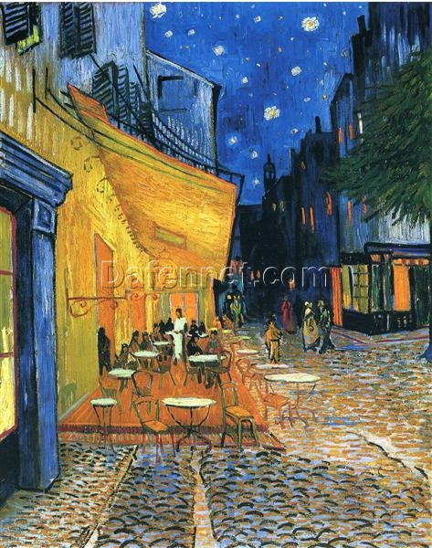 High-Quality Reproduction of Van Gogh’s Café Terrace at Night – Stunning 1888 Oil Painting from Dafen Village Studio